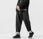 Men's Loose Fit Straight-Leg Casual Trousers Black