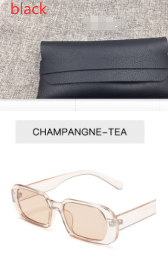 Retro Candy Color Small Frame Sunglasses With glasses bag Champagne