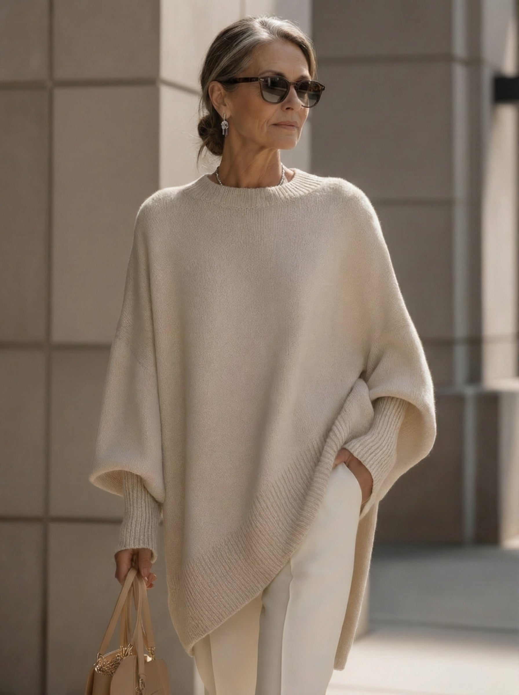 Women’s Oversized Knit Pullover – Cozy Loose-Fit Sweater for Everyday Style Beige