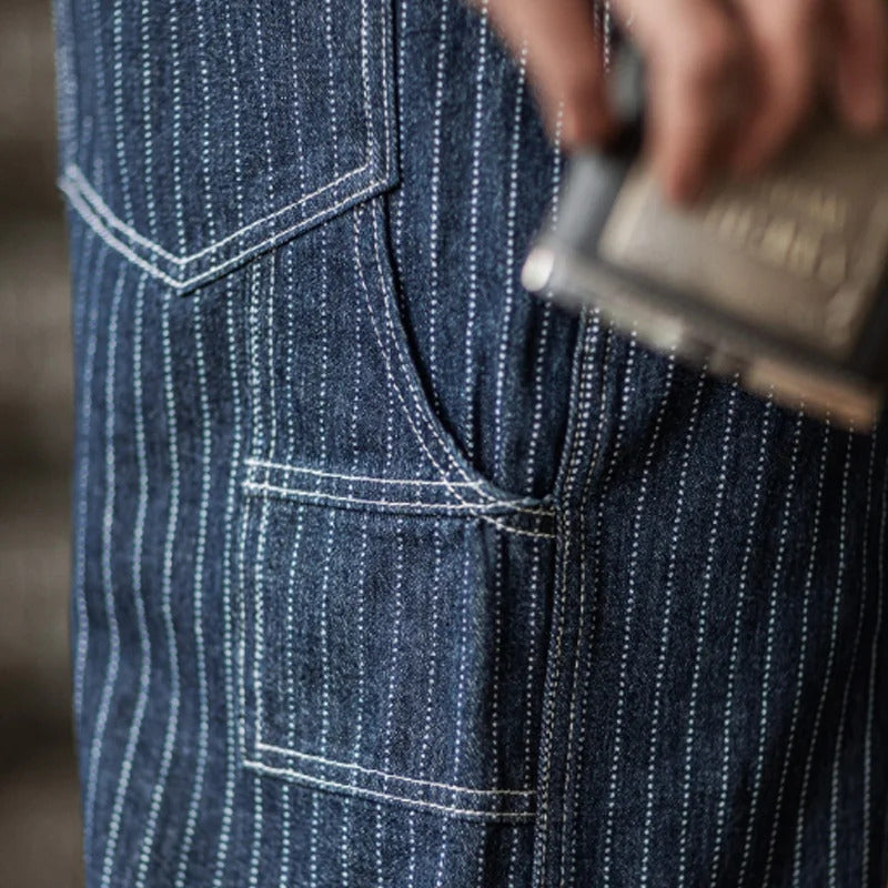 Men's Vintage-Inspired Indigo Denim Work Overalls