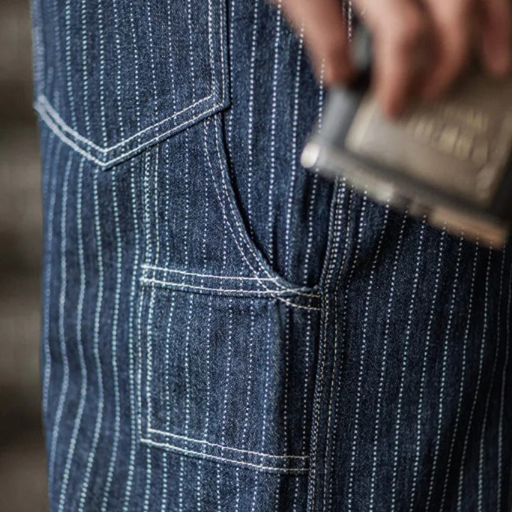 Men's Vintage-Inspired Indigo Denim Work Overalls