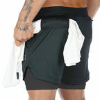Mens Quick Dry 2 In 1 Running Shorts With Phone Pocket