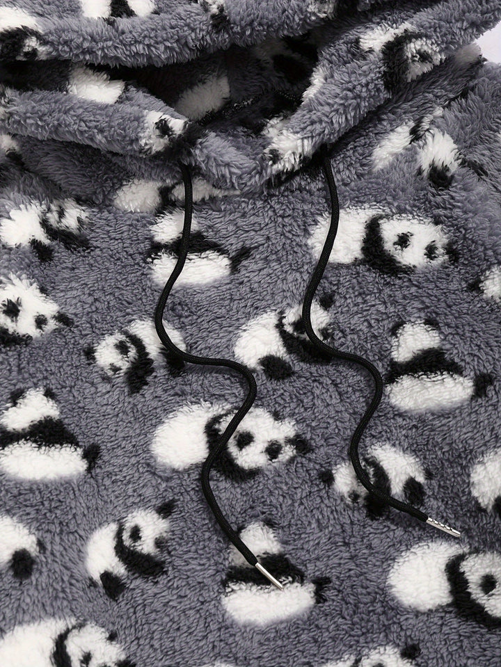 Men's Patterned Hooded Pullover Sweatshirt