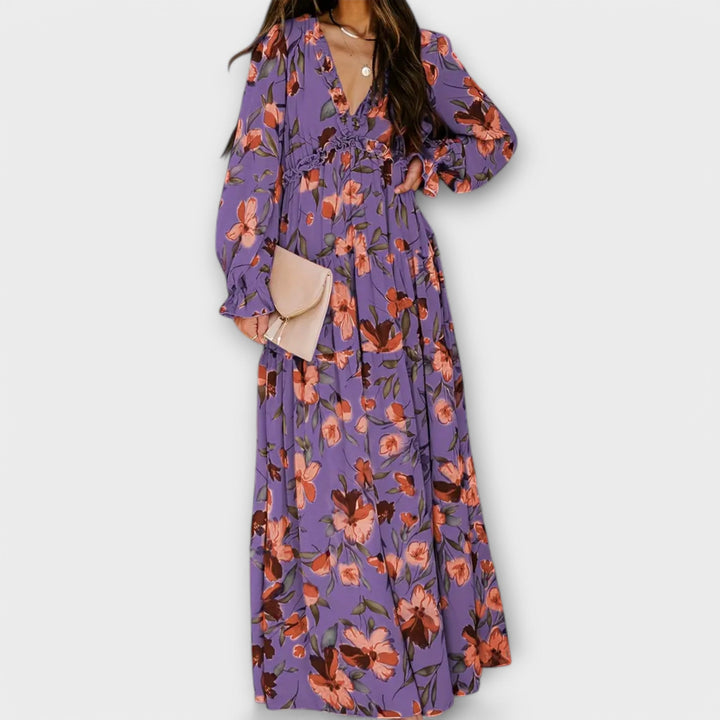 Women's Floral V-Neck Maxi Dress