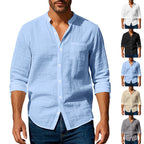 Men’s Stand‑Collar Long‑Sleeve Shirt with Pockets