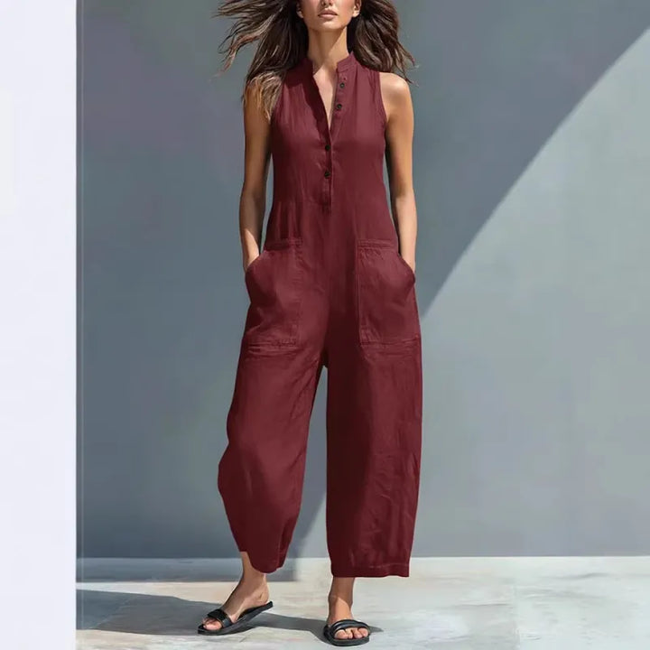 Katherine | Løs ærmeløs jumpsuit til kvinder med ståkrave