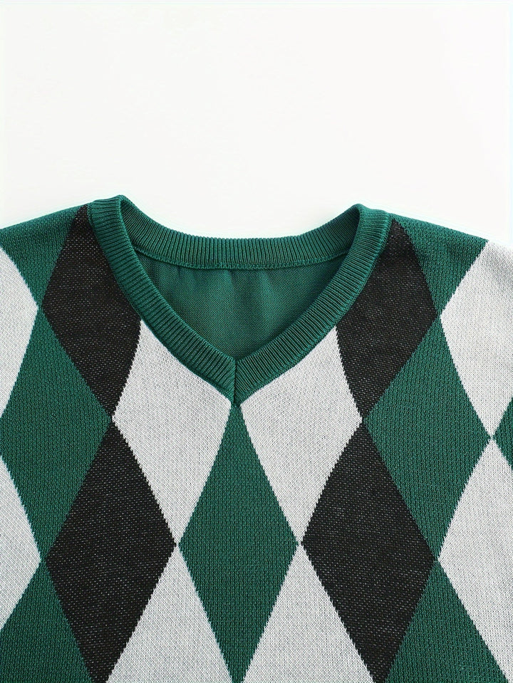 Pánská klasická vesta s argyle vzorem