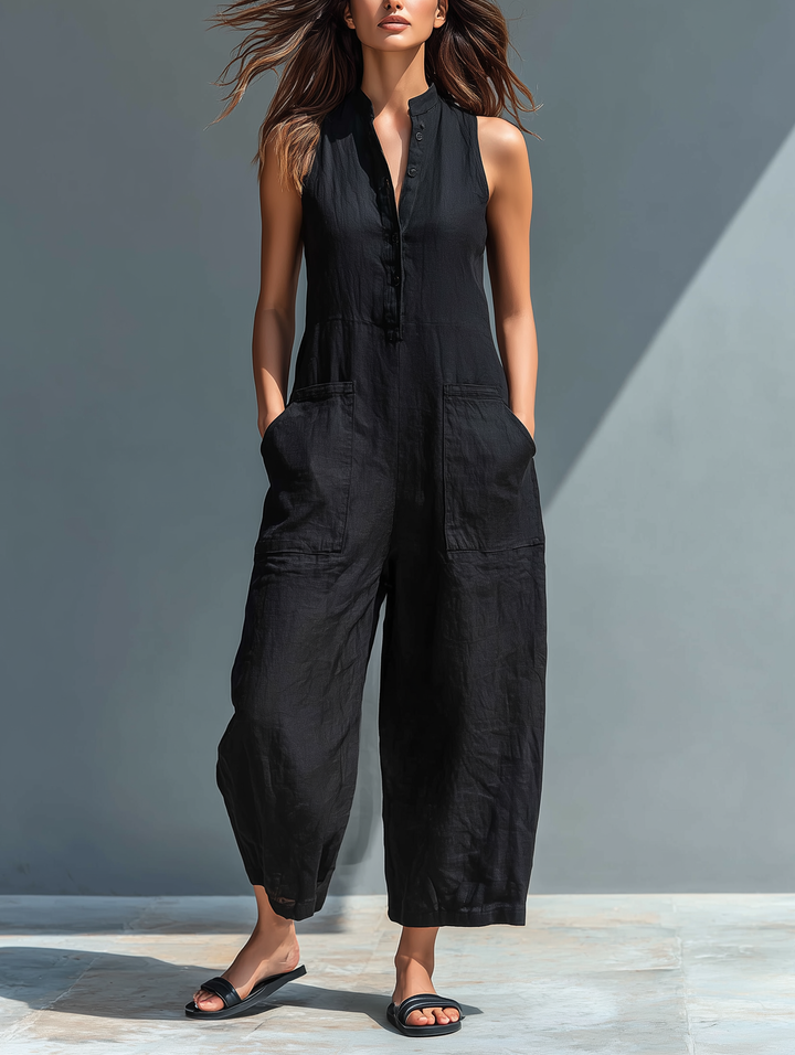 Katherine | Løs ærmeløs jumpsuit til kvinder med ståkrave