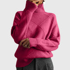 Womens Geometric Turtleneck Sweater Pink