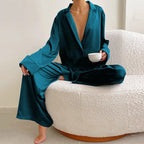 Ultra-Luxe Women’s Silk Wide-Leg Pajama Set