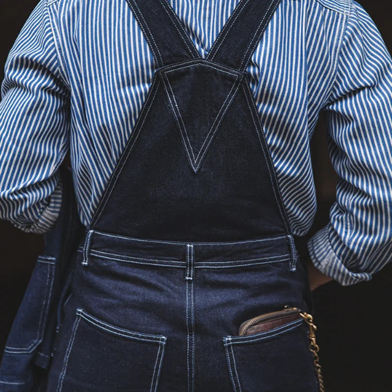 Men's Vintage-Inspired Indigo Denim Work Overalls