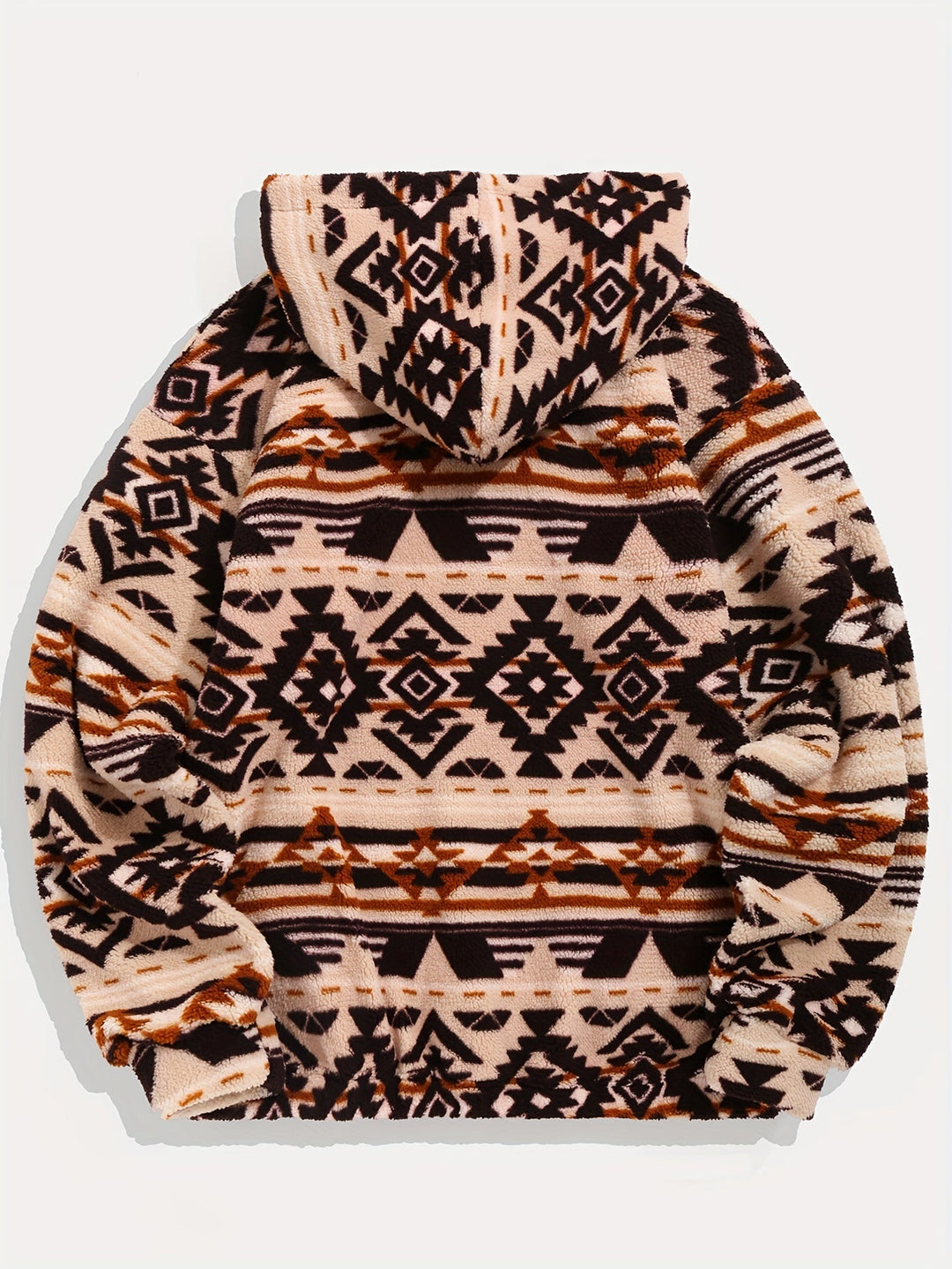 Men's Patterned Hooded Pullover Sweatshirt