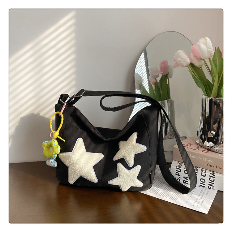 Large Capacity Versatile Crossbody Bag Black With pendant