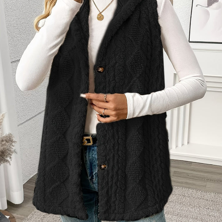 Gilet douillet sans manches à capuche pour femme