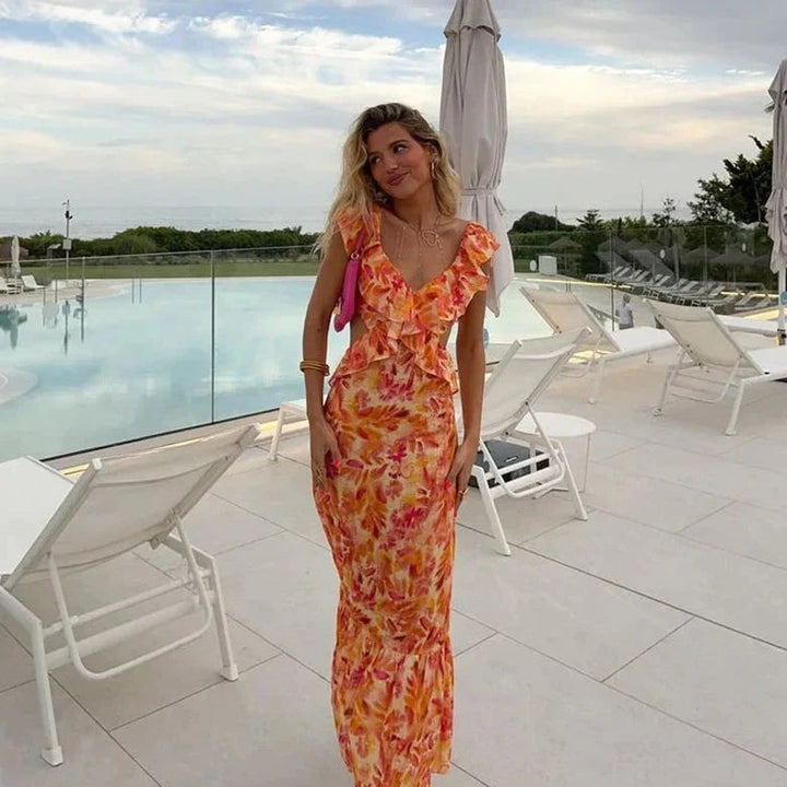 Abby | Vestido Maxi Sem Mangas com Estampa Floral para Mulher