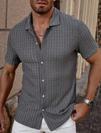 Men's Slim Fit Short Sleeve Casual Shirt For Everyday Wear Gray