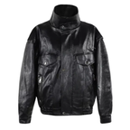 Quilted Lining Leather Jacket for Women Black