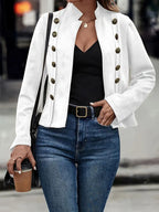 Timeless Buttoned Jacket For Women Elegant Classic Style White