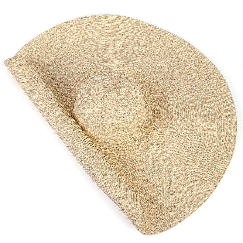 Sombrero de playa de paja con ala ancha extragrande para mujer - Protección UV