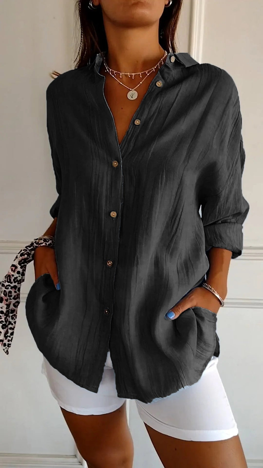 Women's Elegant Oversized Blouse Black