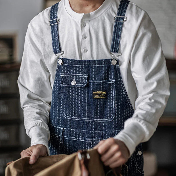 Men's Vintage-Inspired Indigo Denim Work Overalls