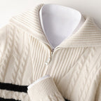 Men's Cozy Cable Knit Striped Quarter-Zip Sweater – Stylish Comfort