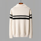 Men's Cozy Cable Knit Striped Quarter-Zip Sweater – Stylish Comfort