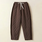 Cozy Quilted Relaxed Fit Ankle Pants for Women Brown