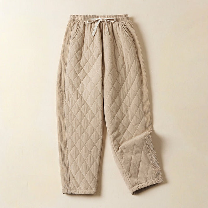 Cozy Quilted Relaxed Fit Ankle Pants for Women-MODAUTLET
