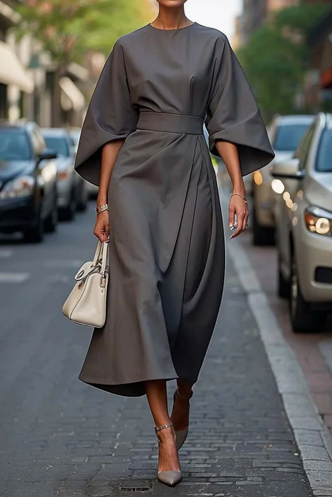 Alice | Women's Flowy Belted Midi Dress for Events