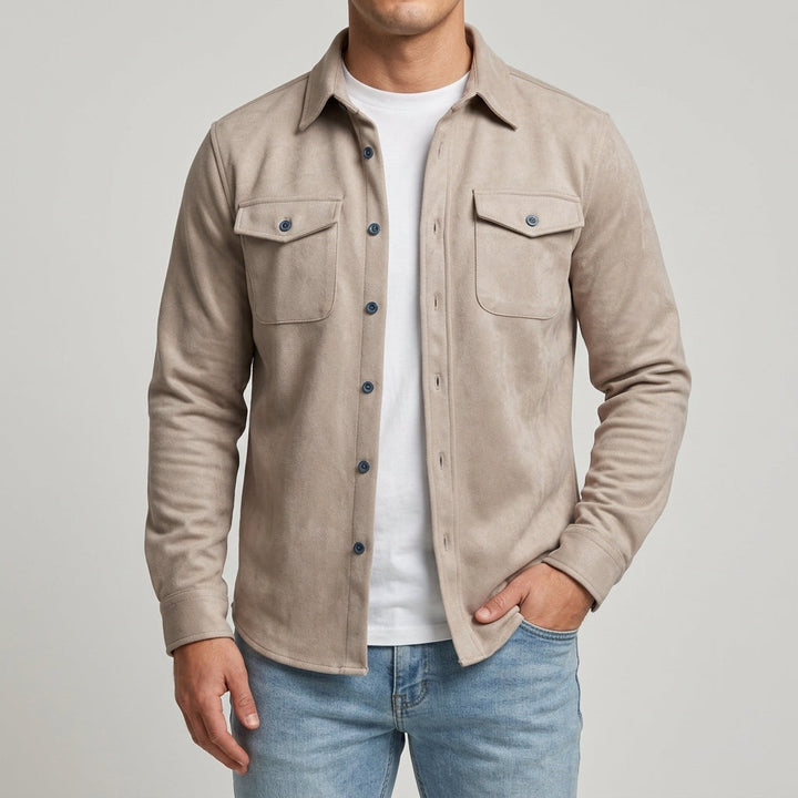 Pánská tkaná overshirt košile na knoflíky se dvěma náprsními kapsami
