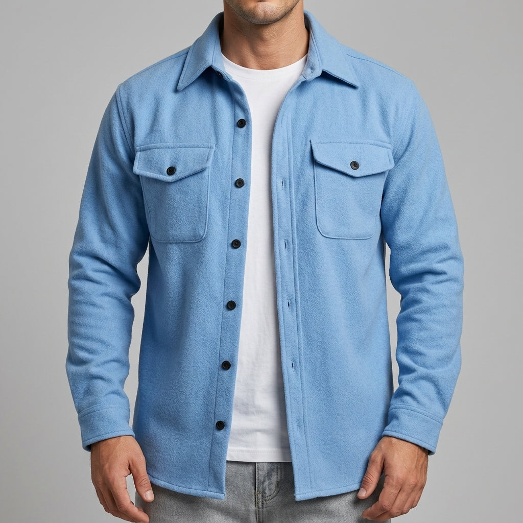 Pánská tkaná overshirt košile na knoflíky se dvěma náprsními kapsami