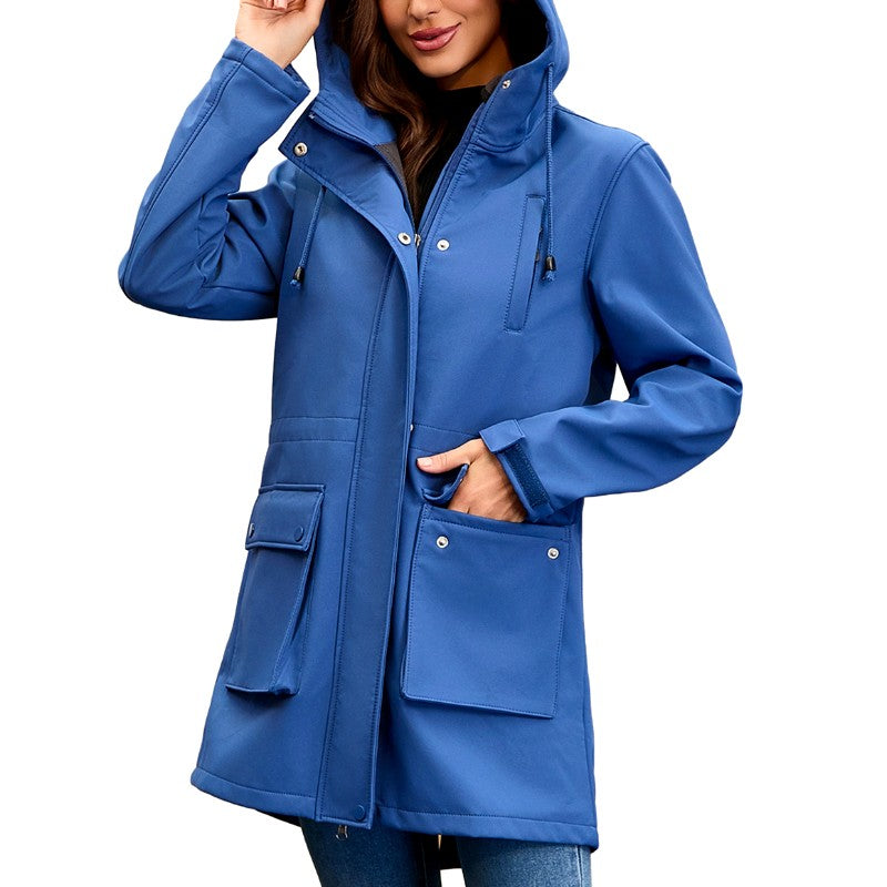 Women's Hooded Zip-Up Multi-Pocket Utility Jacket