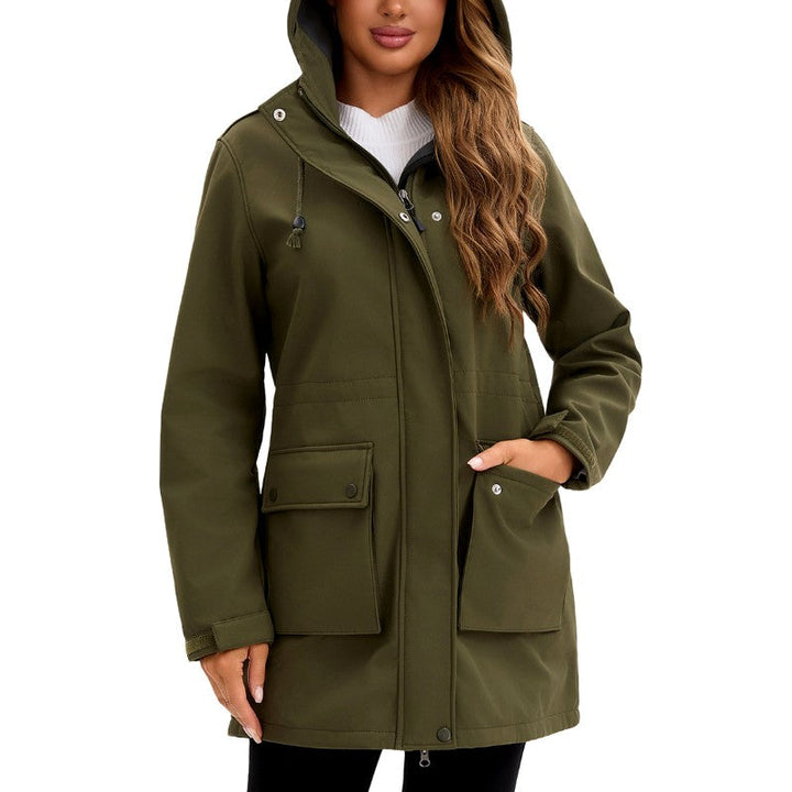 Women's Hooded Zip-Up Multi-Pocket Utility Jacket