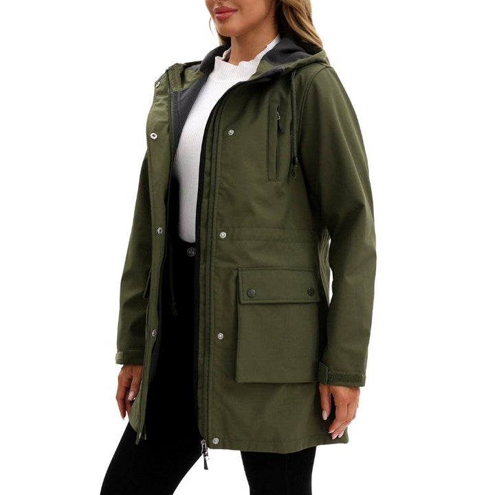 Women's Hooded Zip-Up Multi-Pocket Utility Jacket