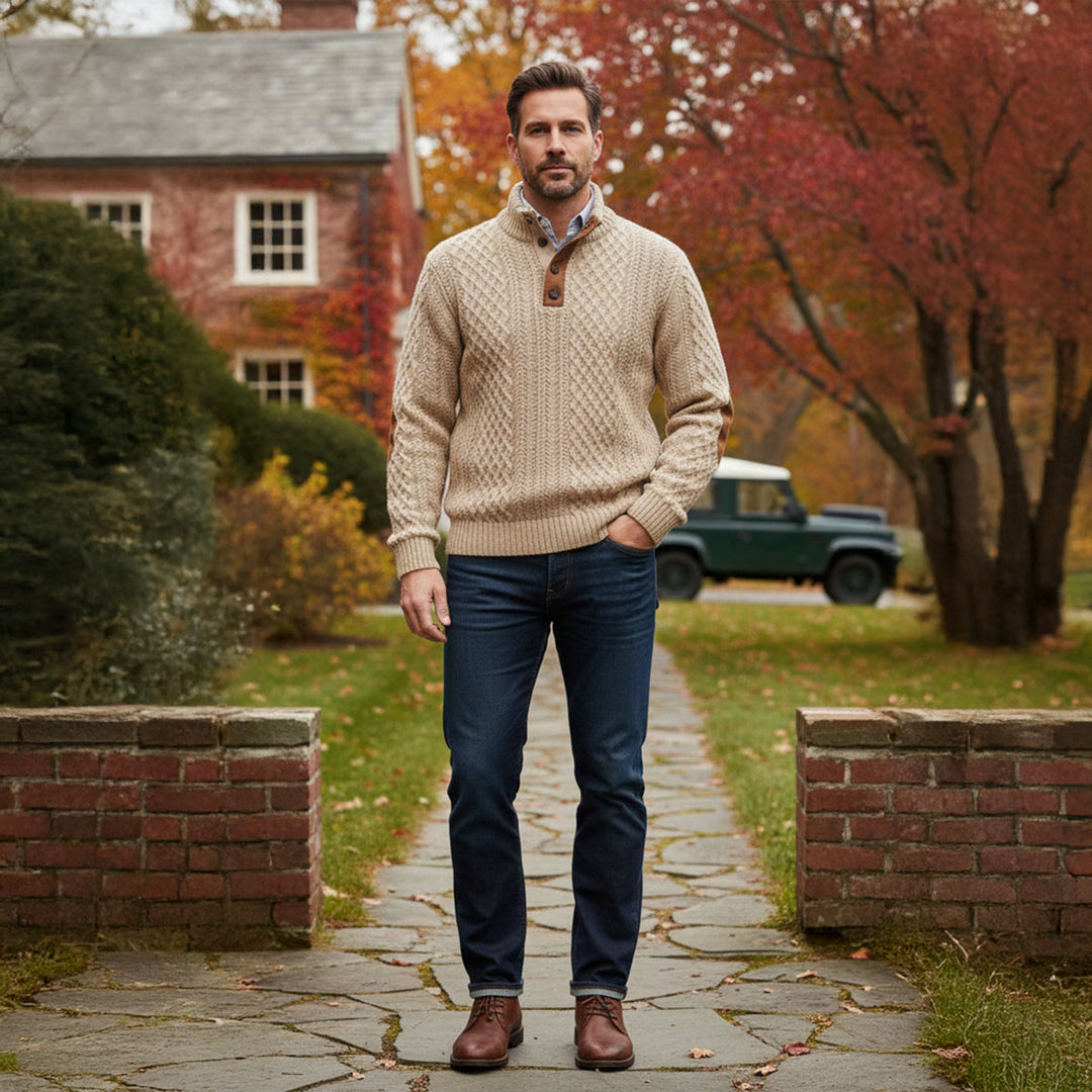 Cardigan pour homme en maille torsadée à boutons sur le devant