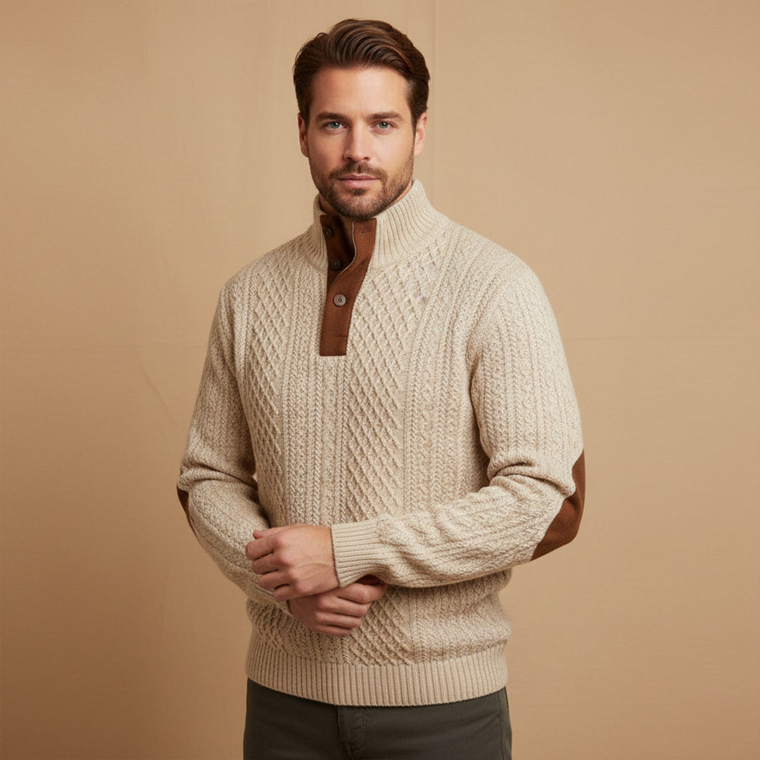 Cardigan pour homme en maille torsadée à boutons sur le devant