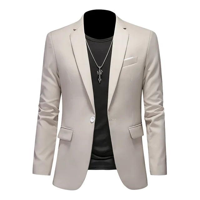 Mens Stylish Single Breasted Blazer Smart Casual For Men Beige