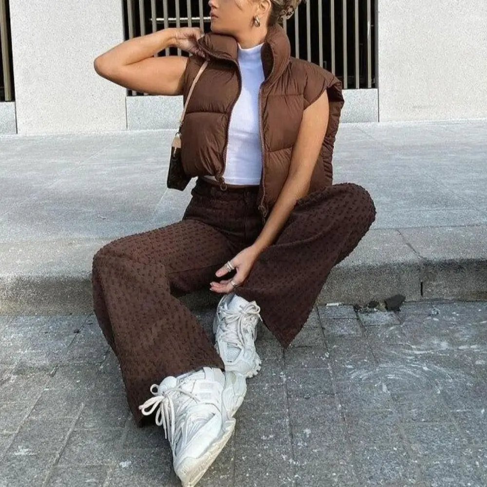 Cropped Puffer Vest for Women