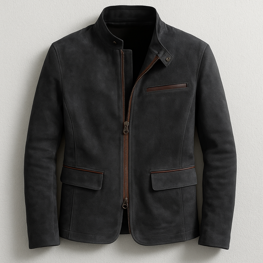 Giacca casual da uomo in pelle scamosciata stile field jacket
