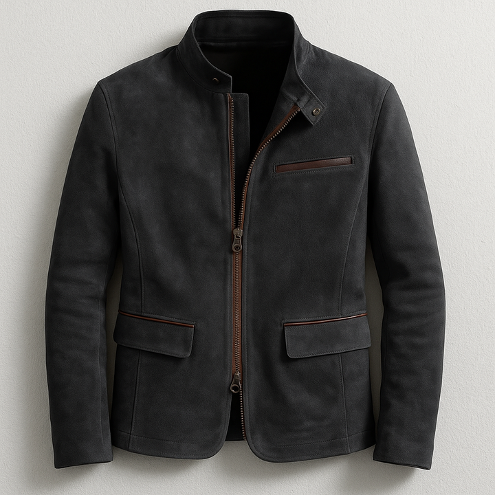 Giacca casual da uomo in pelle scamosciata stile field jacket