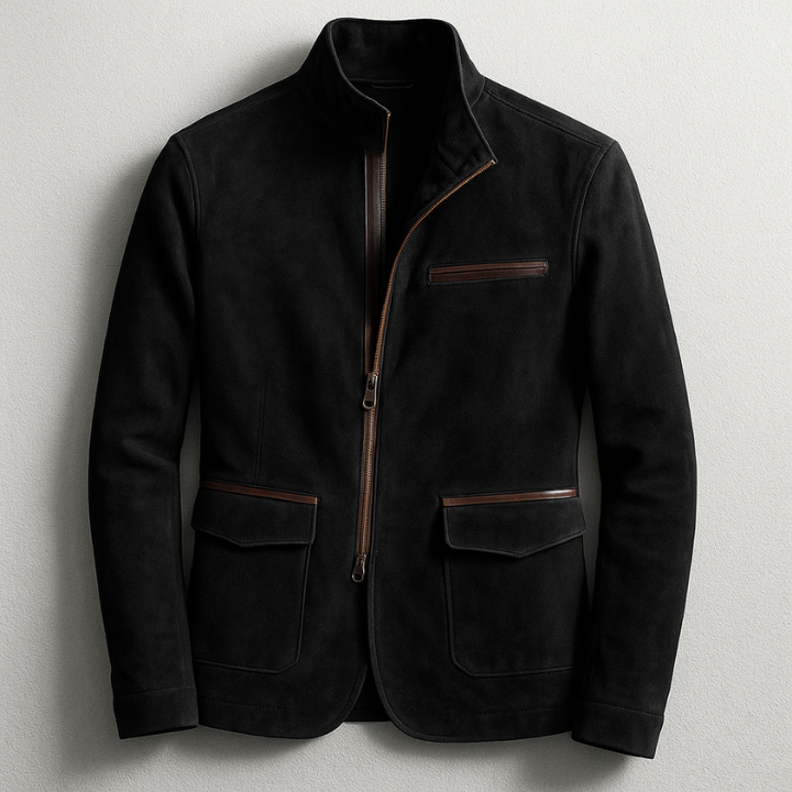Giacca casual da uomo in pelle scamosciata stile field jacket