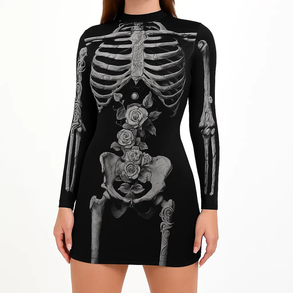 Women's Skeleton Print Dress