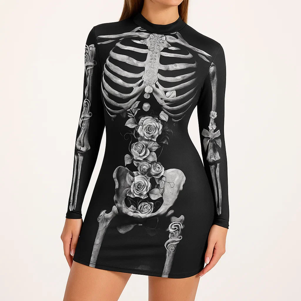 Women's Skeleton Print Dress
