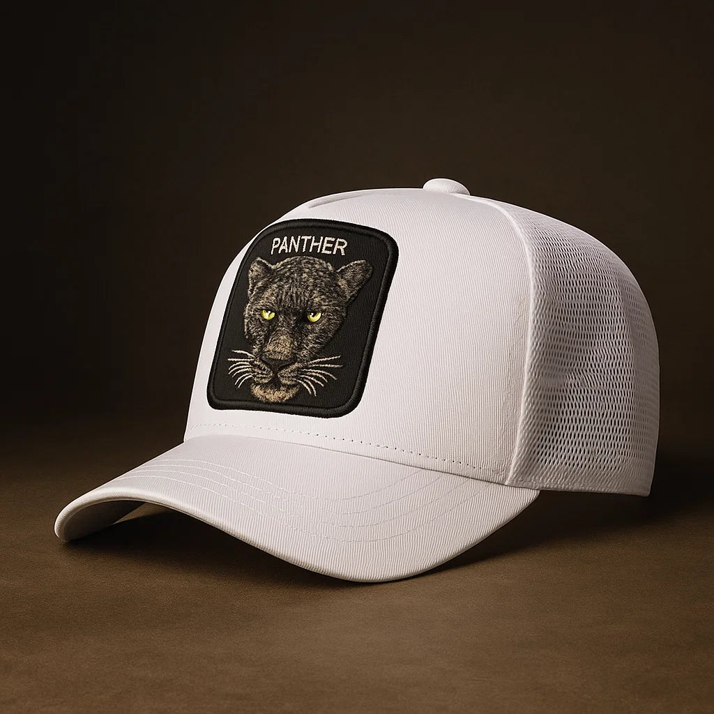 Panther Print Cap White