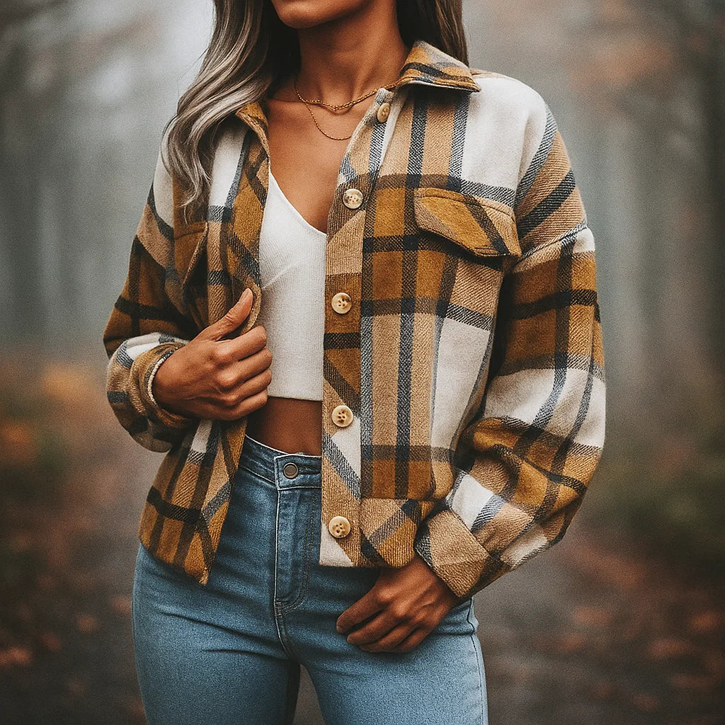 Women's Plaida Street Jacket – Stylish and Versatile Outerwear. Brown