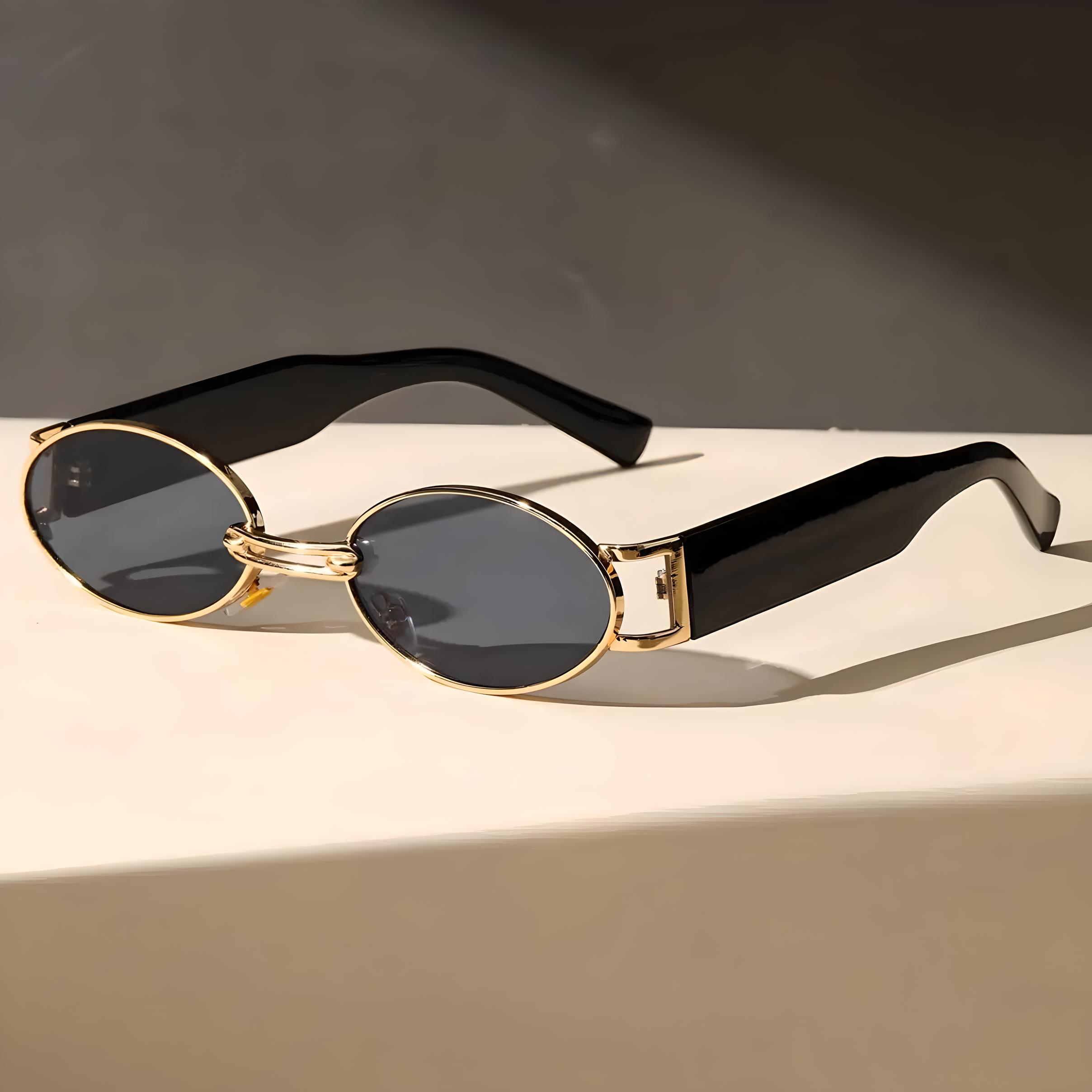 BellaView Ovals Lightweight Sunglasses with Full UV Protection Gold Black