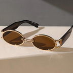 BellaView Ovals Lightweight Sunglasses with Full UV Protection Gold Tea