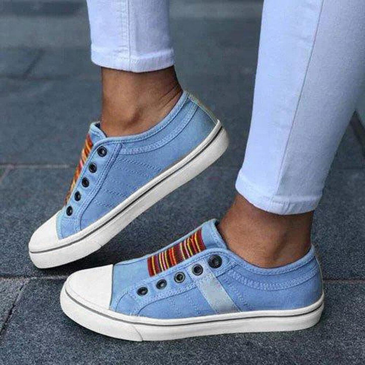 Women's Large Canvas Elastic Flats-MODAUTLET
