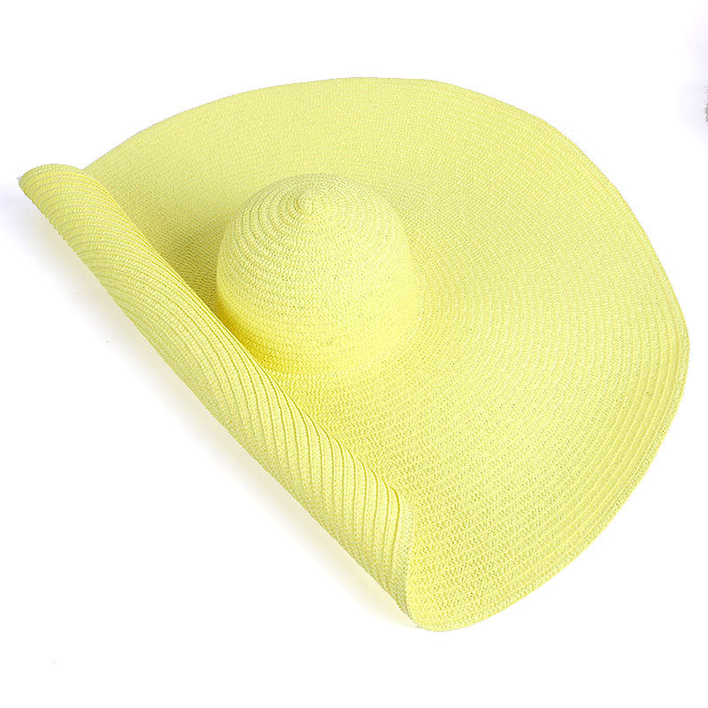 Sombrero de playa de paja con ala ancha extragrande para mujer - Protección UV